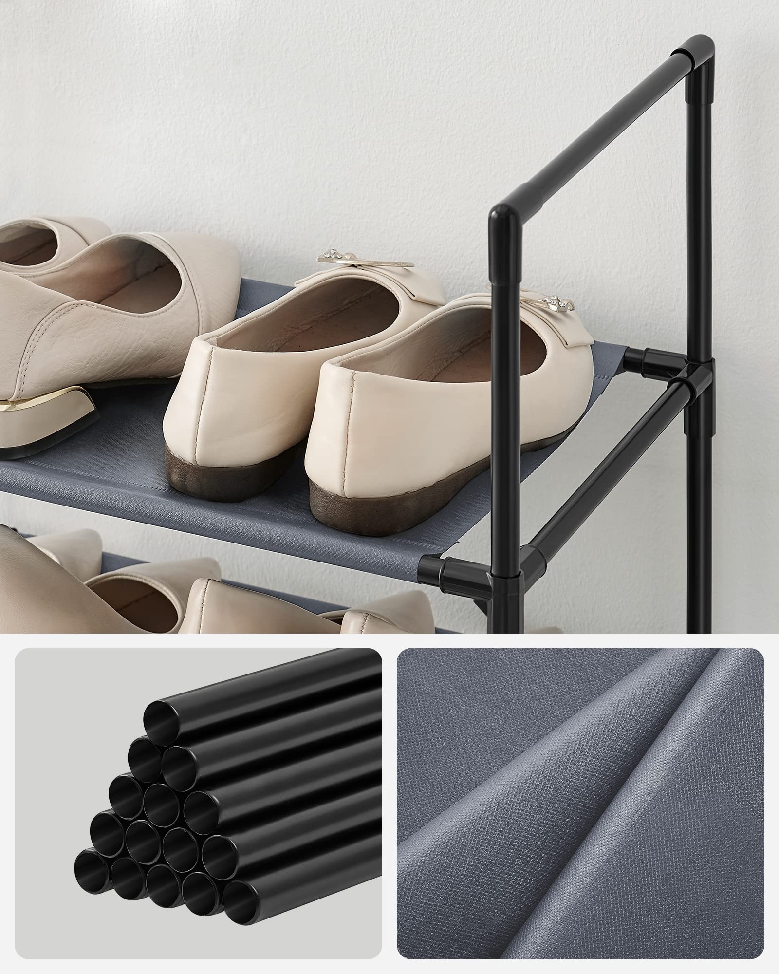 Foto 5 pulgar | Estante Para Zapatos Songmics De 10 Niveles Que Ahorra Espacio, Gris - Venta Internacional.