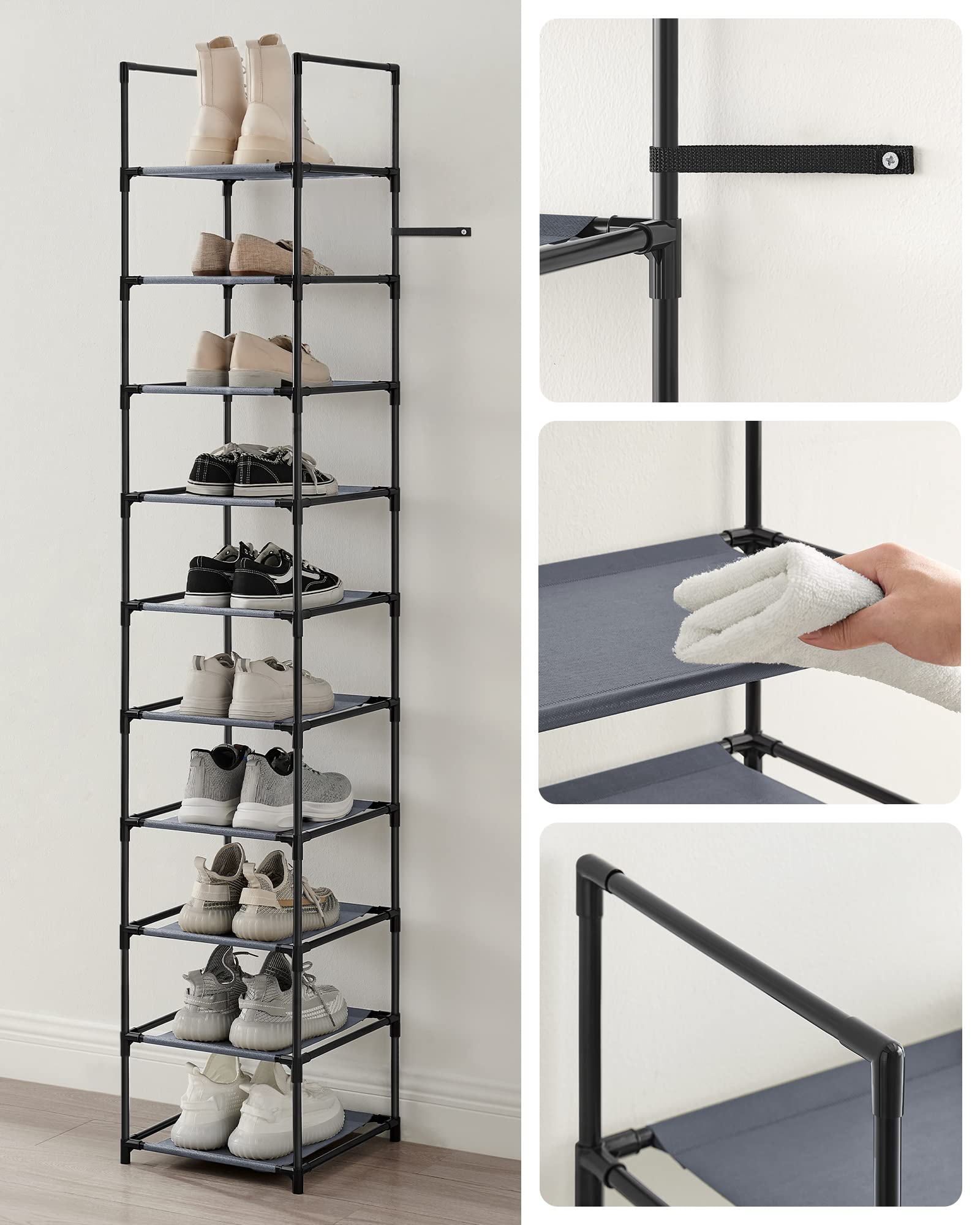 Foto 6 | Estante Para Zapatos Songmics De 10 Niveles Que Ahorra Espacio, Gris - Venta Internacional.