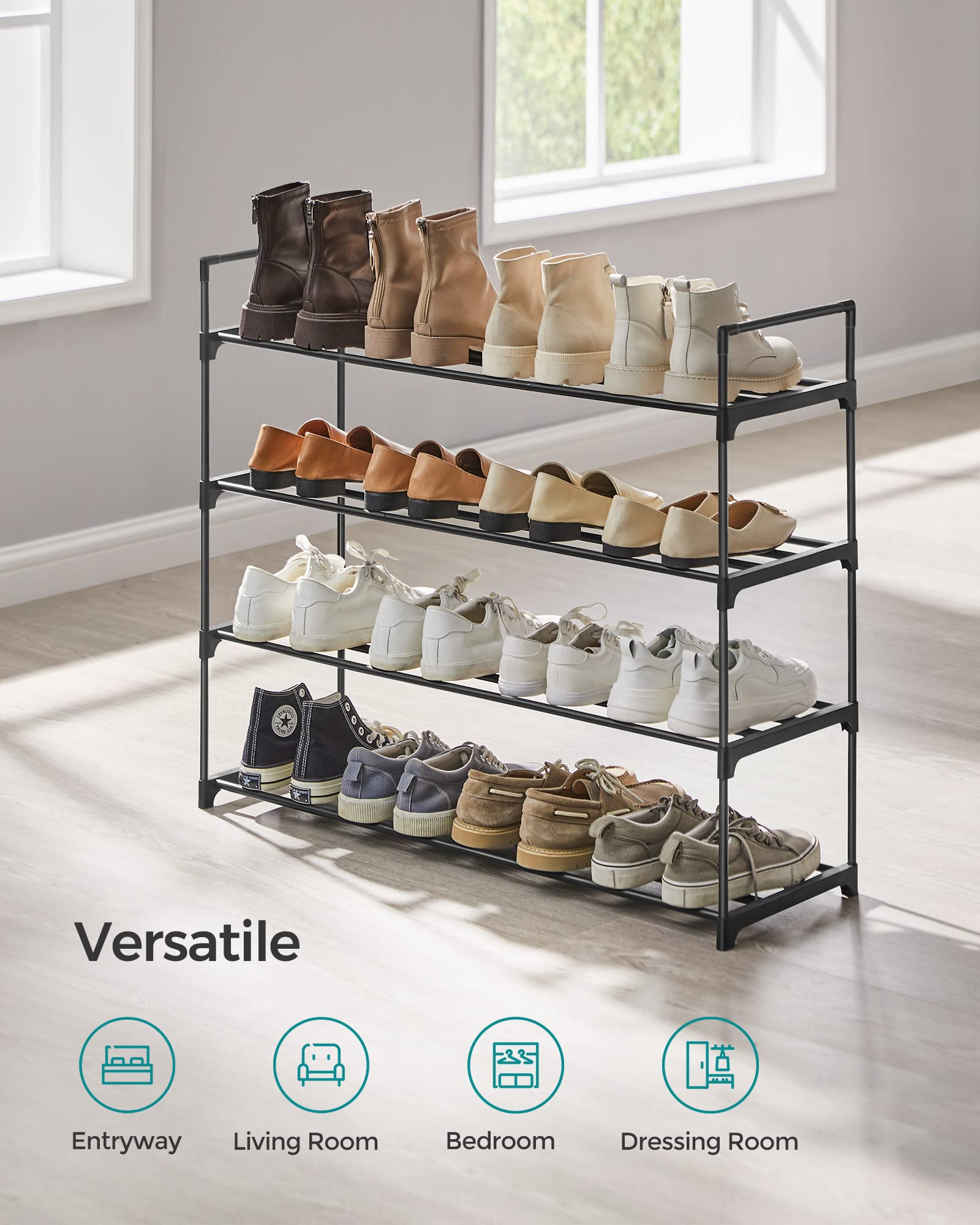 Foto 7 | Zapatero Songmics, Almacenamiento Metálico De 4 Niveles, 20 Pares, Negro - Venta Internacional.