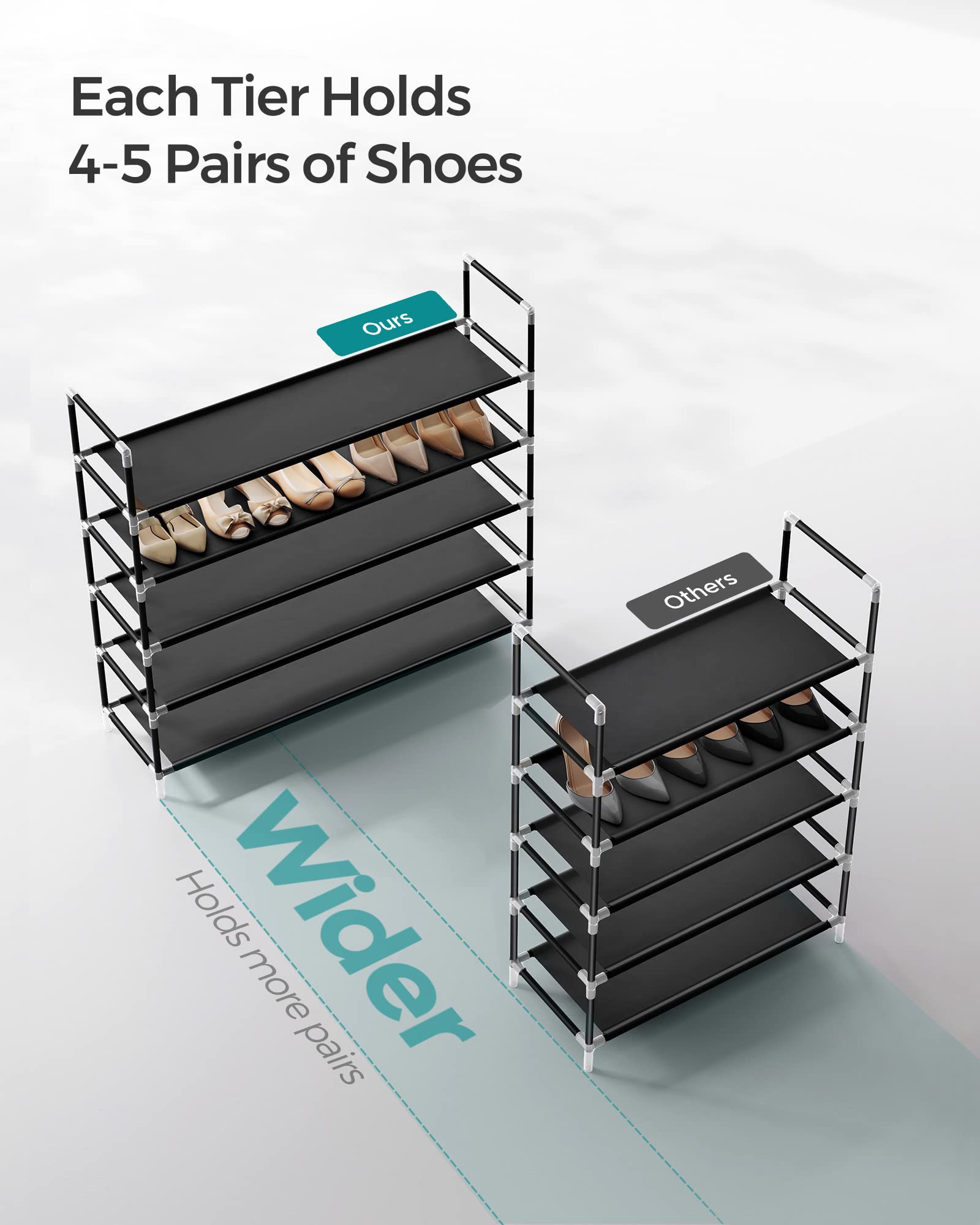 Foto 5 pulgar | Zapatero Songmics De 5 Niveles Con Estructura Metálica Negra - Venta Internacional.