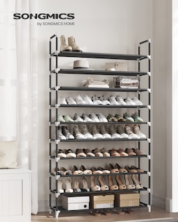 Foto 2 | Organizador De Almacenamiento Songmics Para Zapatos, 10 Niveles, Negro, 100 X 30 X 177 Cm - Venta Internacional.