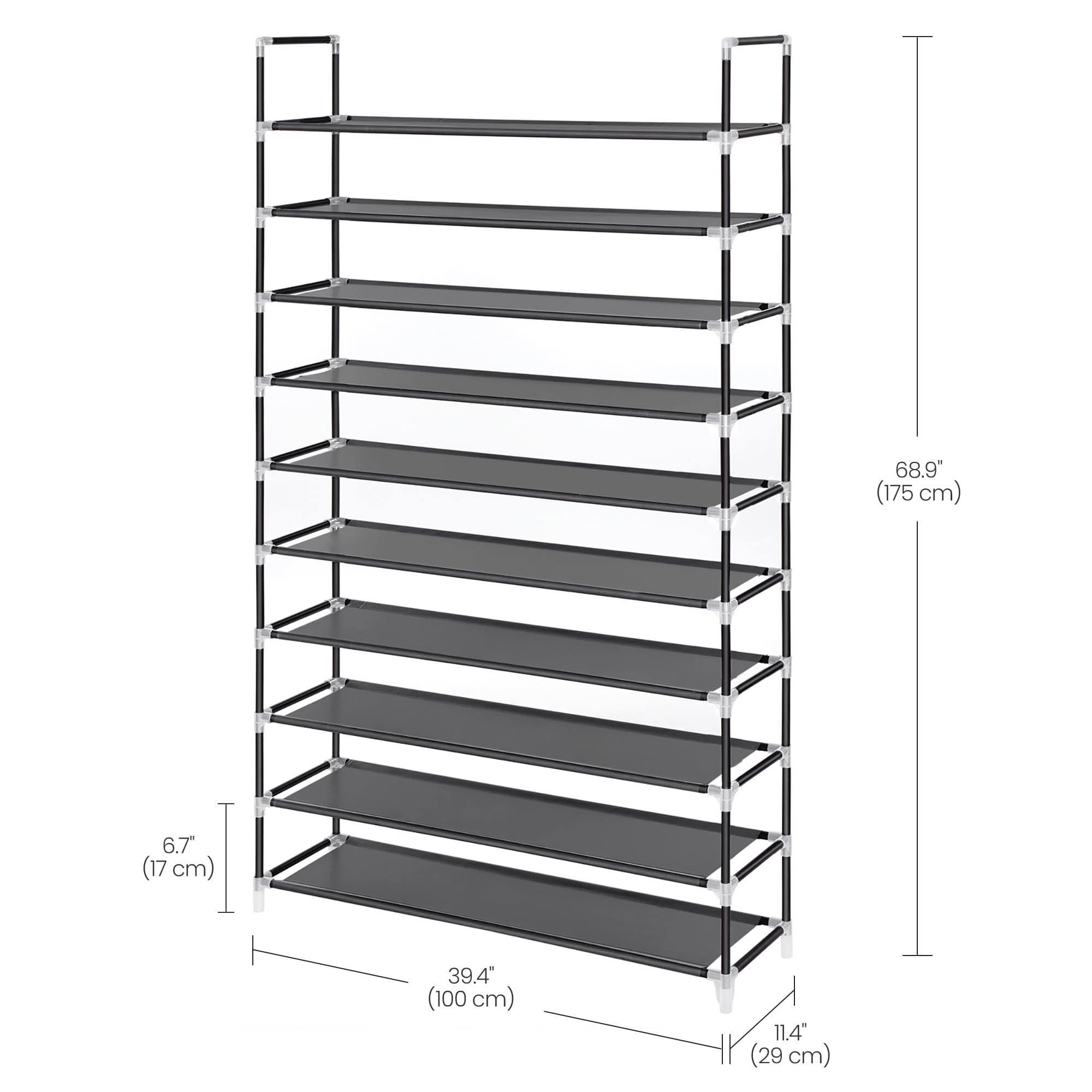 Foto 5 pulgar | Organizador De Almacenamiento Songmics Para Zapatos, 10 Niveles, Negro, 100 X 30 X 177 Cm - Venta Internacional.
