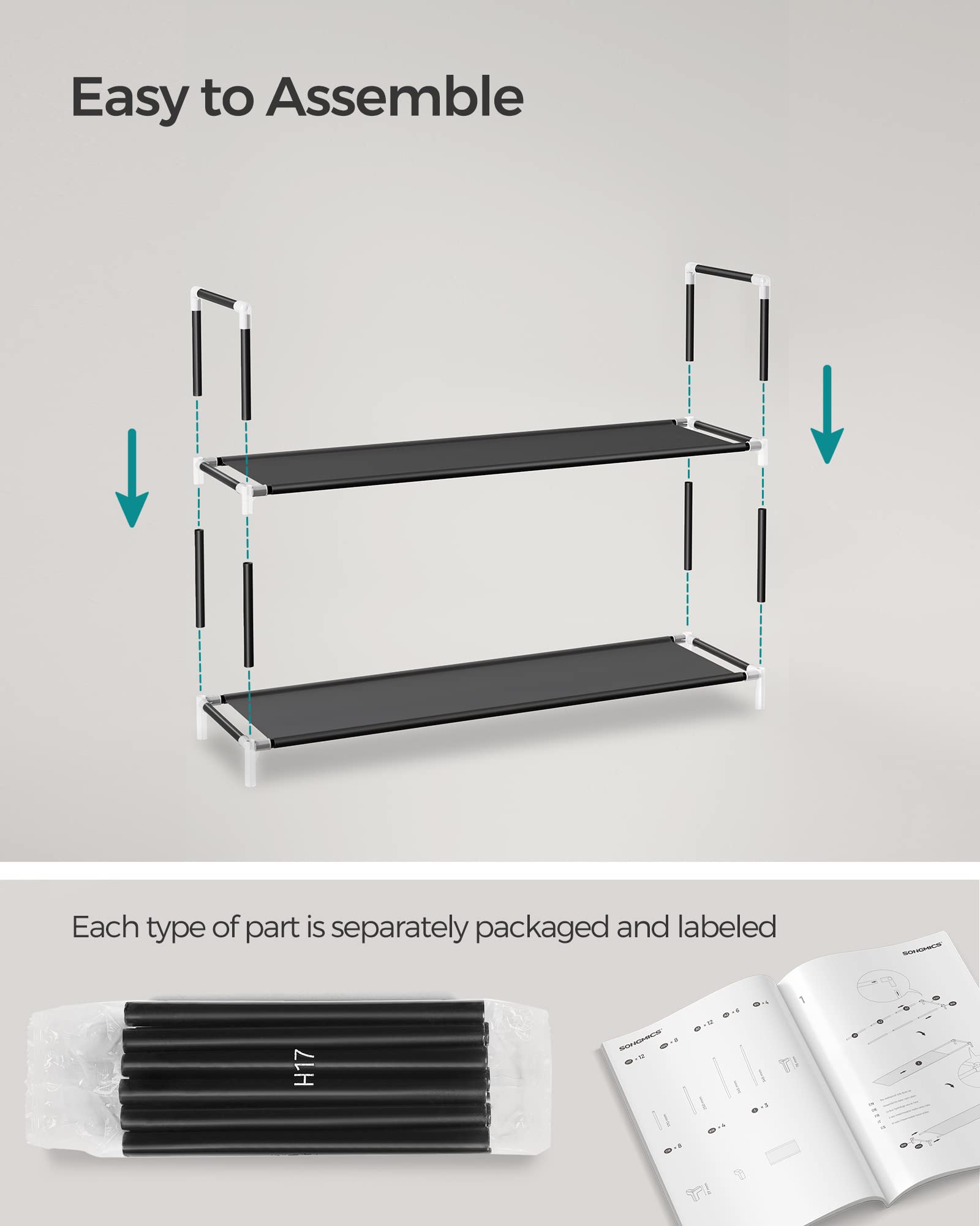 Foto 7 pulgar | Organizador De Almacenamiento Songmics Para Zapatos, 10 Niveles, Negro, 100 X 30 X 177 Cm - Venta Internacional.