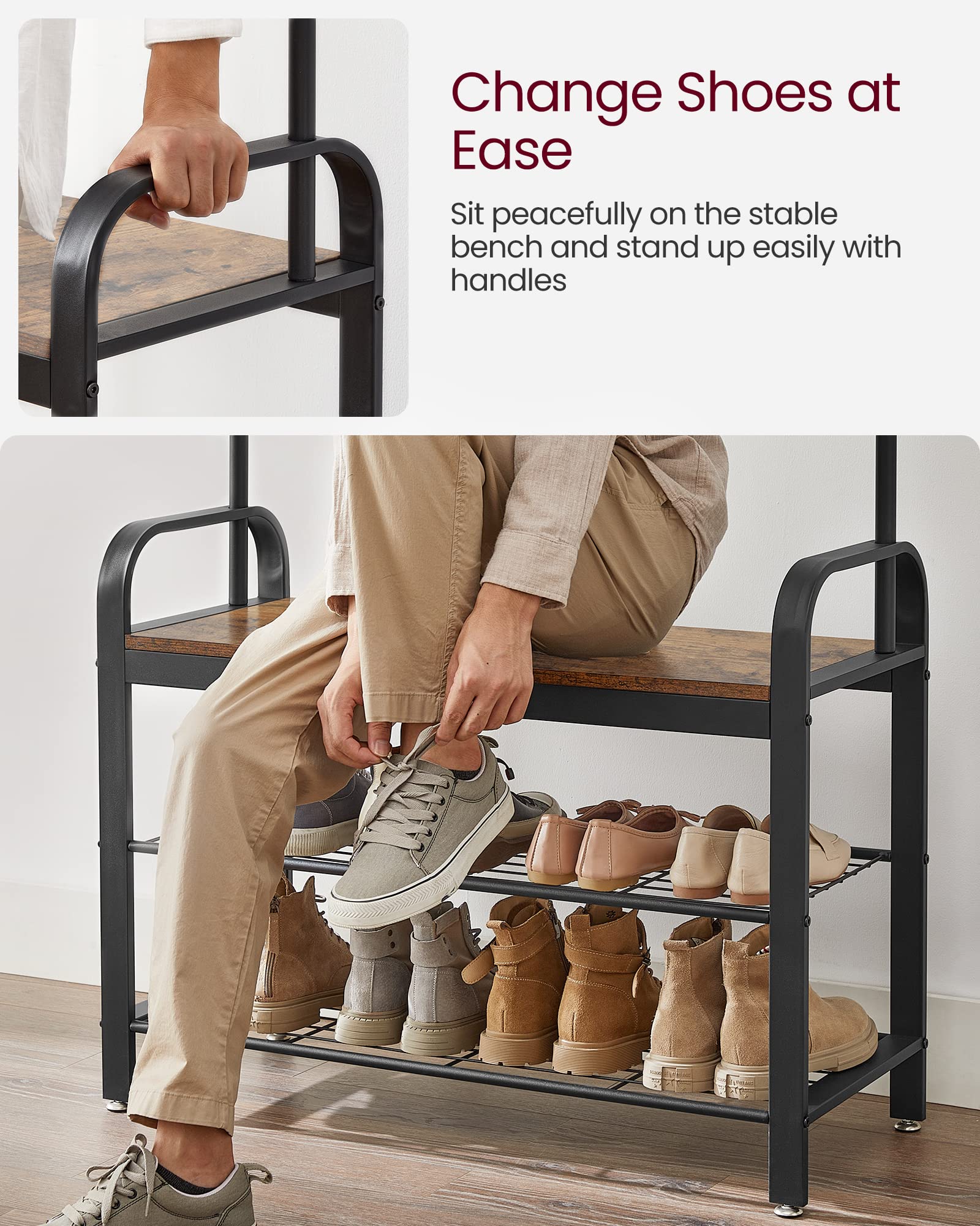 Foto 7 | Banco Para Zapatos, Estante, Pasillo, Árbol, Entrada, 4 En 1, Vasagle - Venta Internacional.