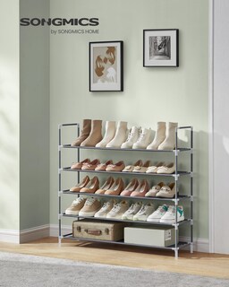 Foto 2 | Zapatero Songmics, 5 Niveles, Estructura Metálica, Tela No Tejida, Gris - Venta Internacional.