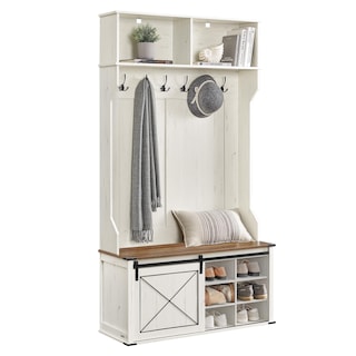 Foto 1 | Hall Tree Vasagle Con Banco Y Espacio Para Guardar Zapatos, Blanco Rústico/ - Venta Internacional.