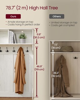 Foto 5 | Hall Tree Vasagle Con Banco Y Espacio Para Guardar Zapatos, Blanco Rústico/ - Venta Internacional.