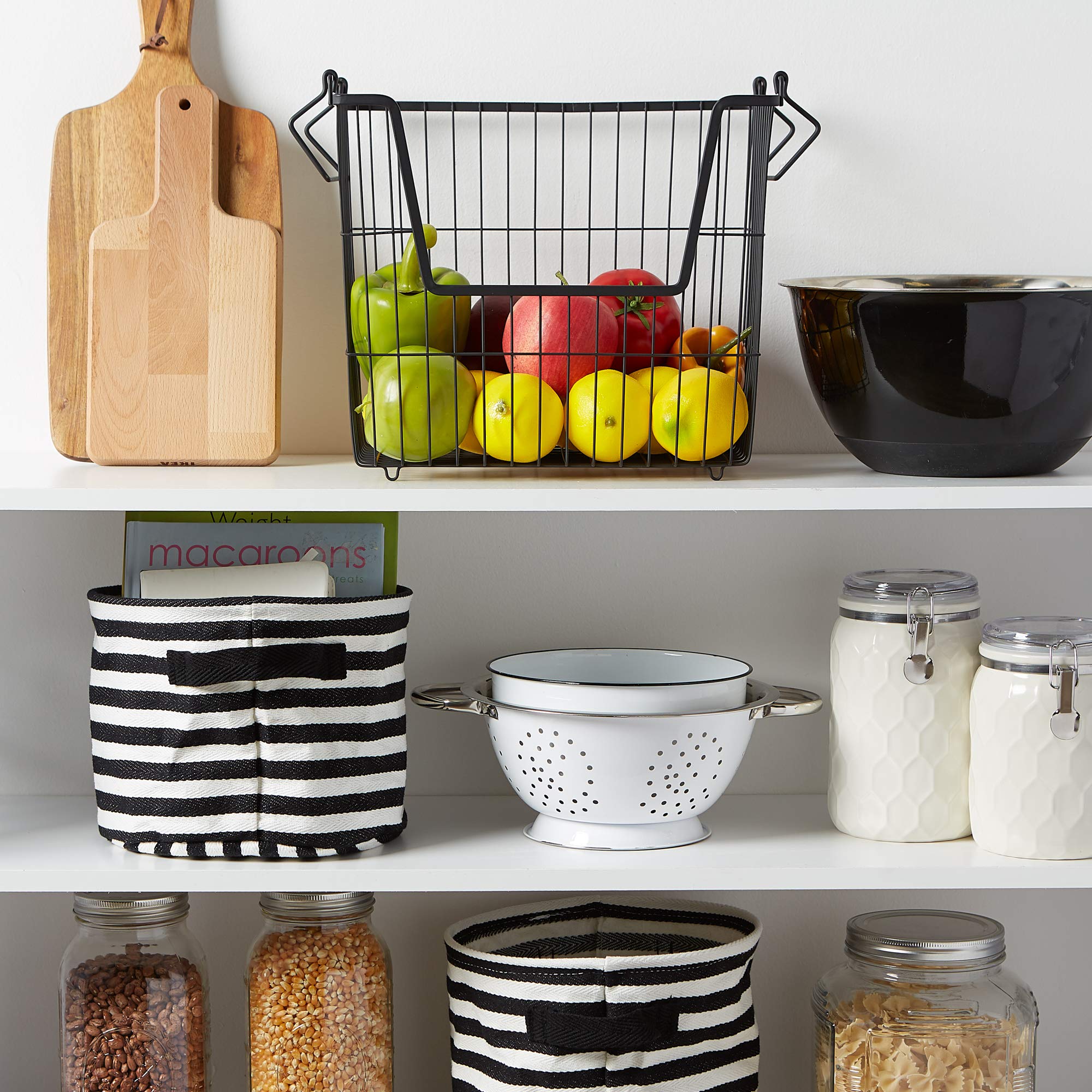 Foto 4 | Cubo De Almacenamiento Dii, Malla De Alambre Metálico, Apilable, Rectangular, Negro - Venta Internacional.