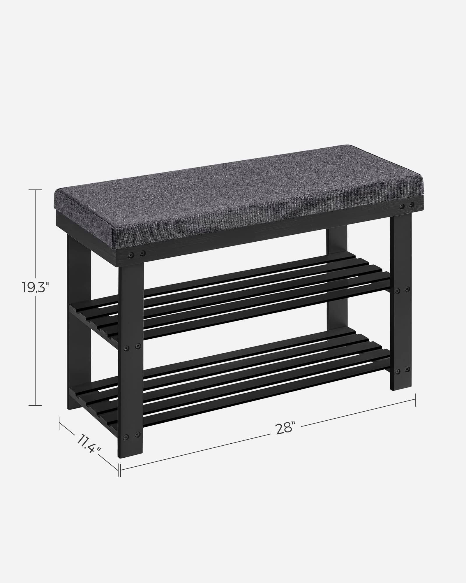 Foto 7 pulgar | Banco Para Zapatos Songmics, 3 Niveles, Bambú, 150 Kg, Negro Y Gris - Venta Internacional.