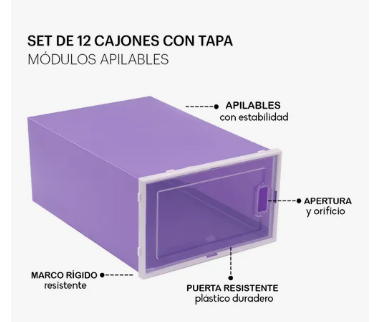 Foto 5 pulgar | Cajas Organizadoras Cajoneras Apilables Para Zapatos 12 Pz