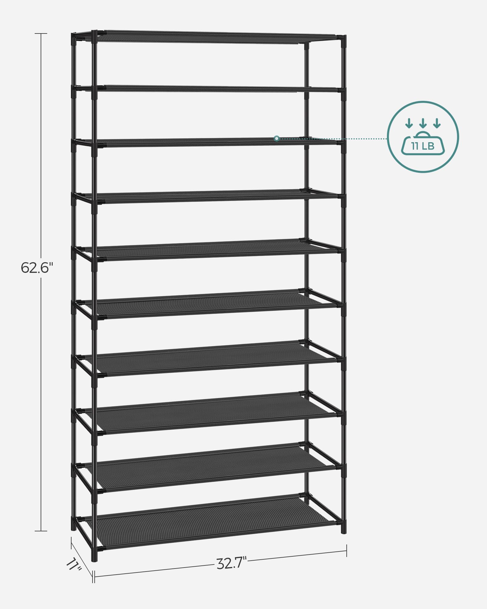 Foto 7 pulgar | Organizador De Armario Para Zapatos Songmics De 10 Niveles, 40 Pares, Negro - Venta Internacional.
