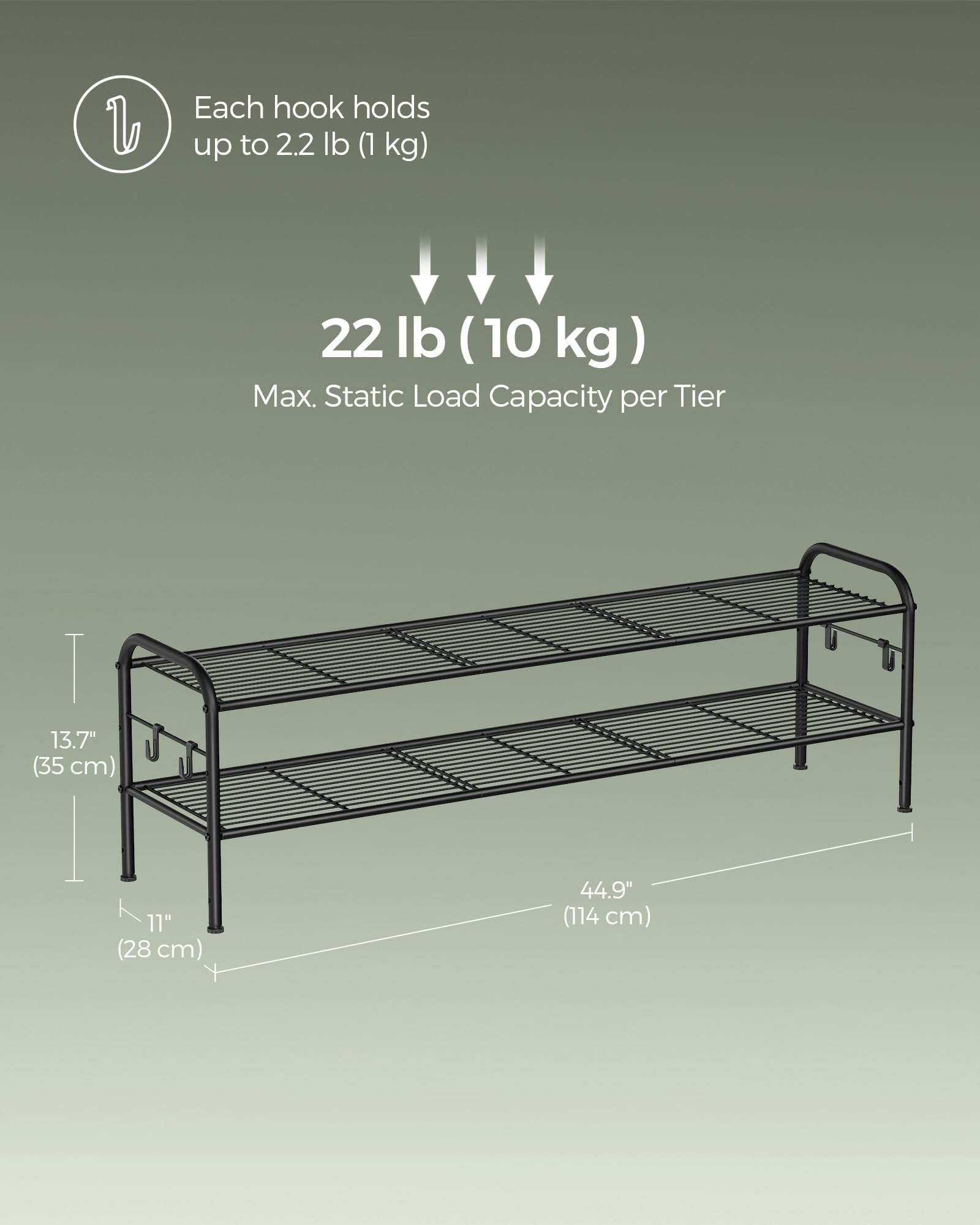 Foto 7 pulgar | Organizador De Zapatos Songmics De Metal De 2 Niveles Para Zapatos, Color Negro - Venta Internacional.