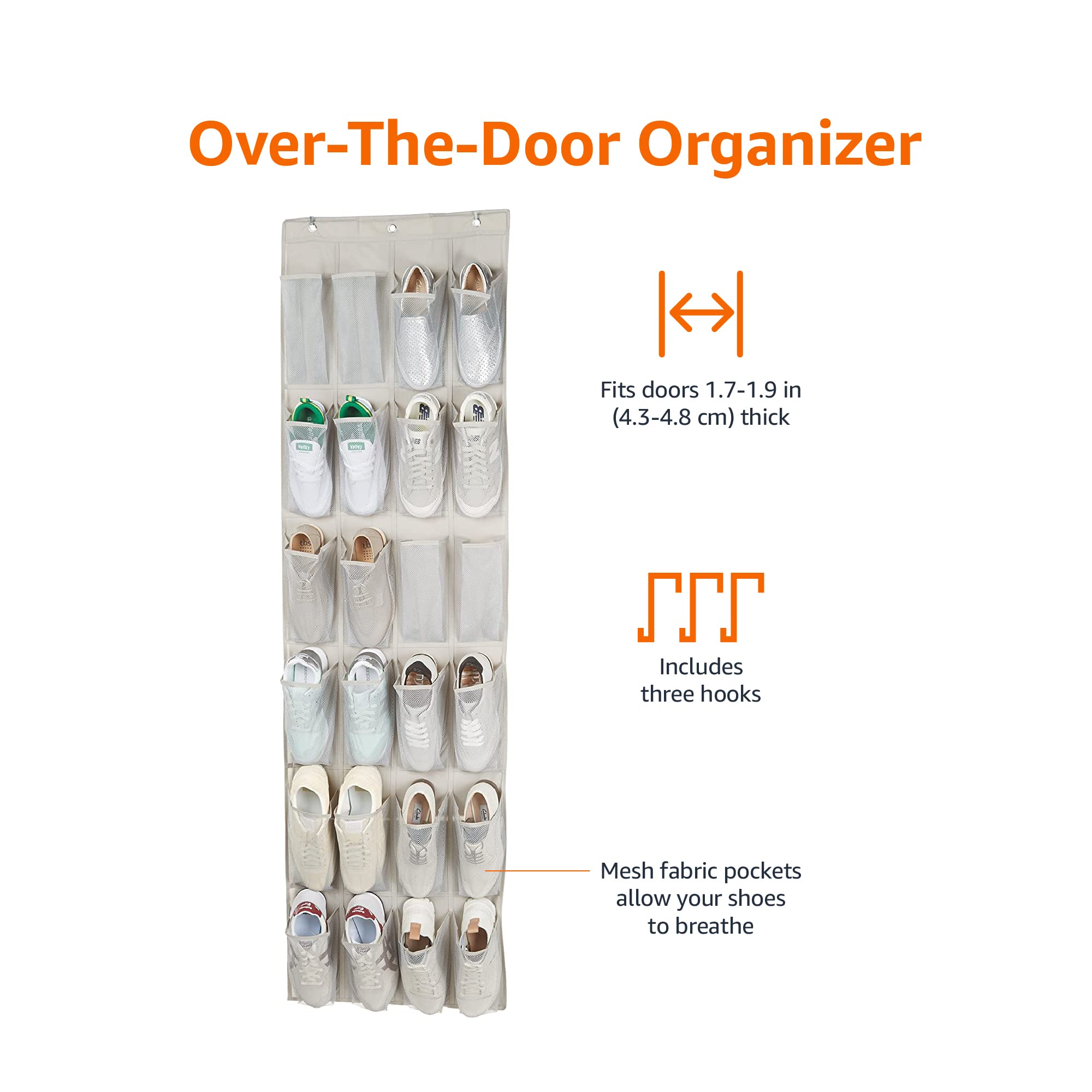 Foto 2 | Organizador De Zapatos Amazon Basics Para Colocar Sobre La Puerta, 24 Bolsillos - Venta Internacional.