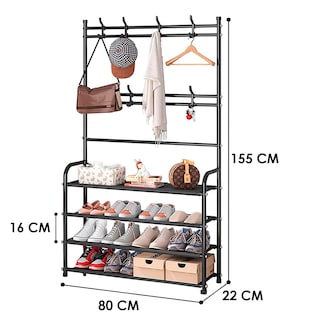 Foto 2 | Zapatero Con Perchero Para Entrada De 4 Niveles – Organizador Multifuncional Para Zapatos, Ropa, Bolsos Y Accesorios