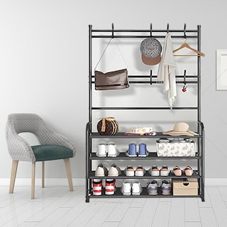 Foto 3 | Zapatero Con Perchero Para Entrada De 4 Niveles – Organizador Multifuncional Para Zapatos, Ropa, Bolsos Y Accesorios
