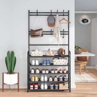 Foto 5 | Zapatero Con Perchero Para Entrada De 4 Niveles – Organizador Multifuncional Para Zapatos, Ropa, Bolsos Y Accesorios