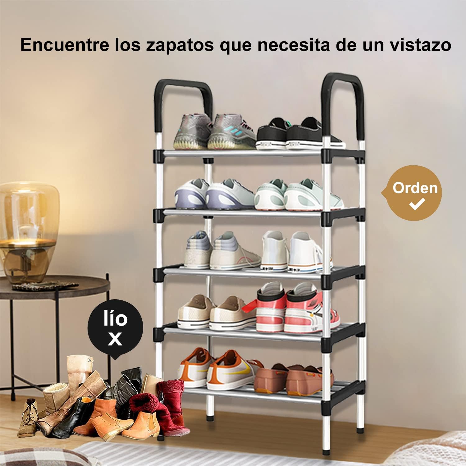 Foto 4 pulgar | Zapatera Acero 5 Niveles Organizador Hogar Closet Aleissi 701358 Platedo