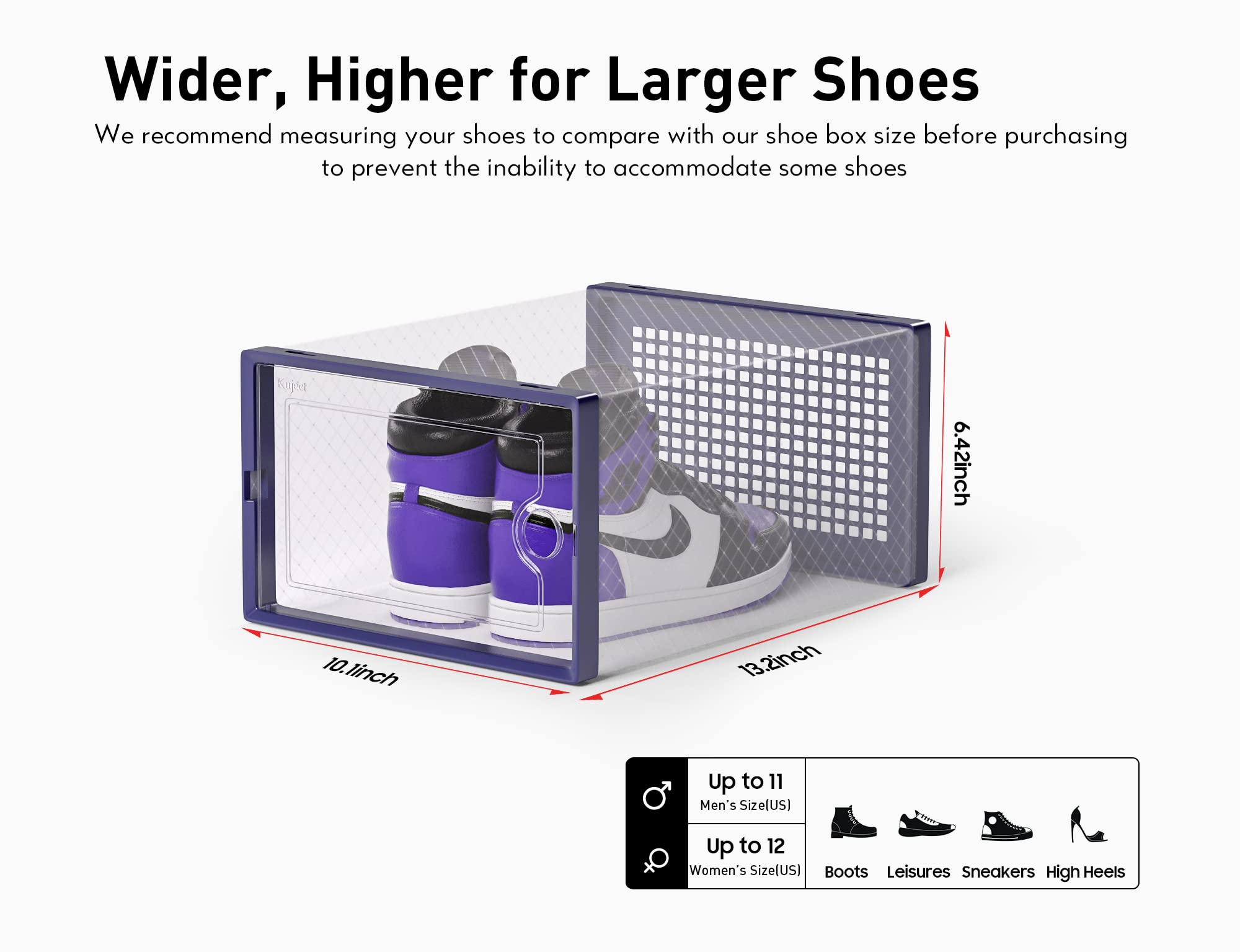 Foto 2 | Cajas Organizadoras Para Zapatos Kuject Xl, Paquete De 12 Unidades, Azules - Venta Internacional.