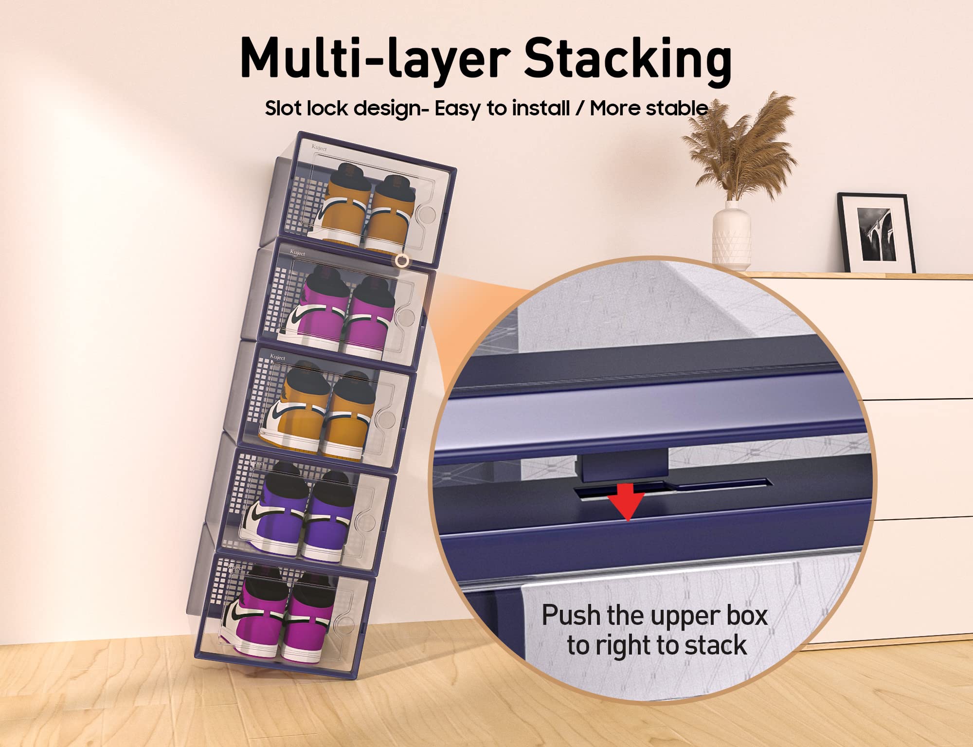 Foto 4 pulgar | Cajas Organizadoras Para Zapatos Kuject Xl, Paquete De 12 Unidades, Azules - Venta Internacional.