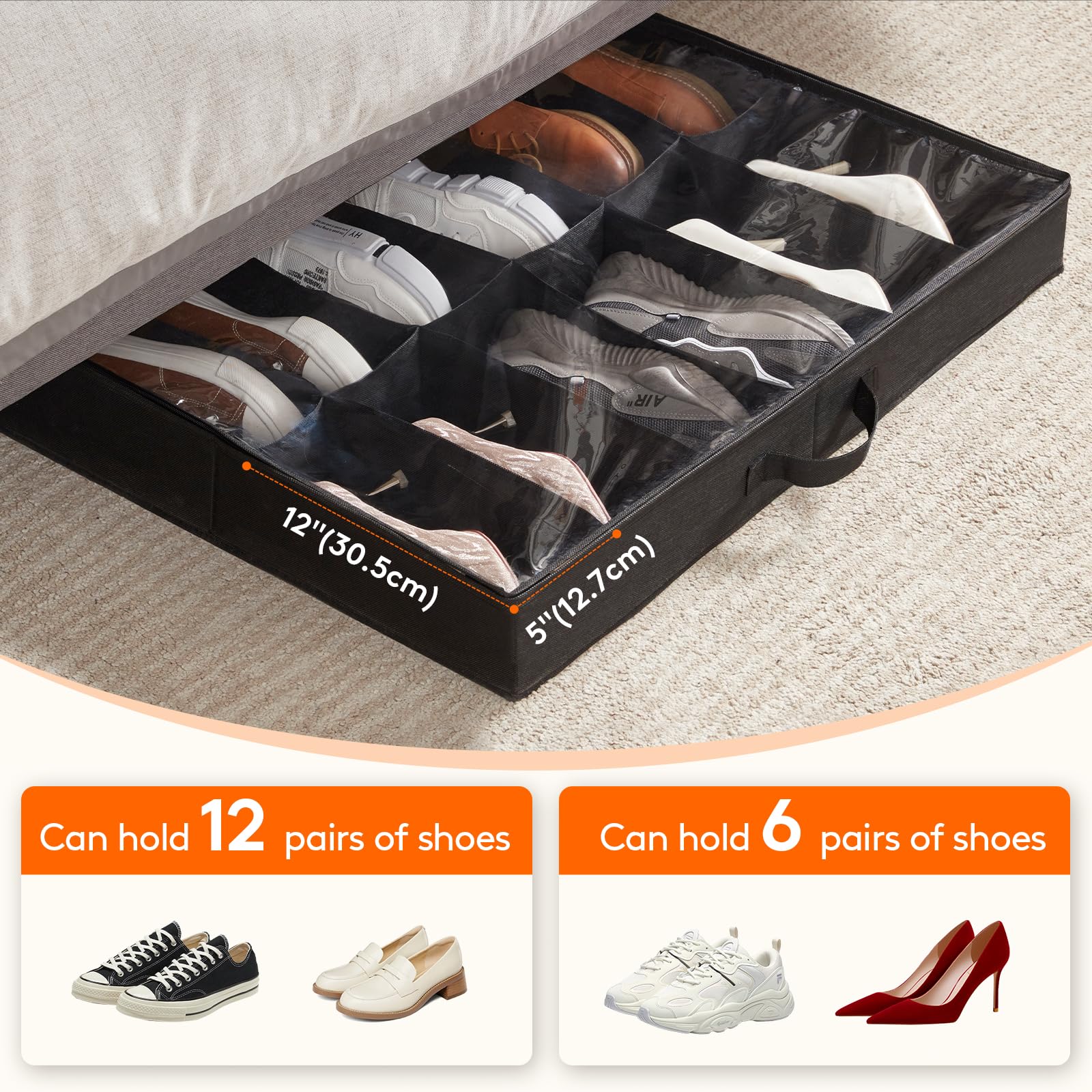 Foto 4 pulgar | Organizador Lifewit Para Guardar Zapatos Para Debajo De La Cama, Juego De 2 Unidades, Color Negro - Venta Internacional.