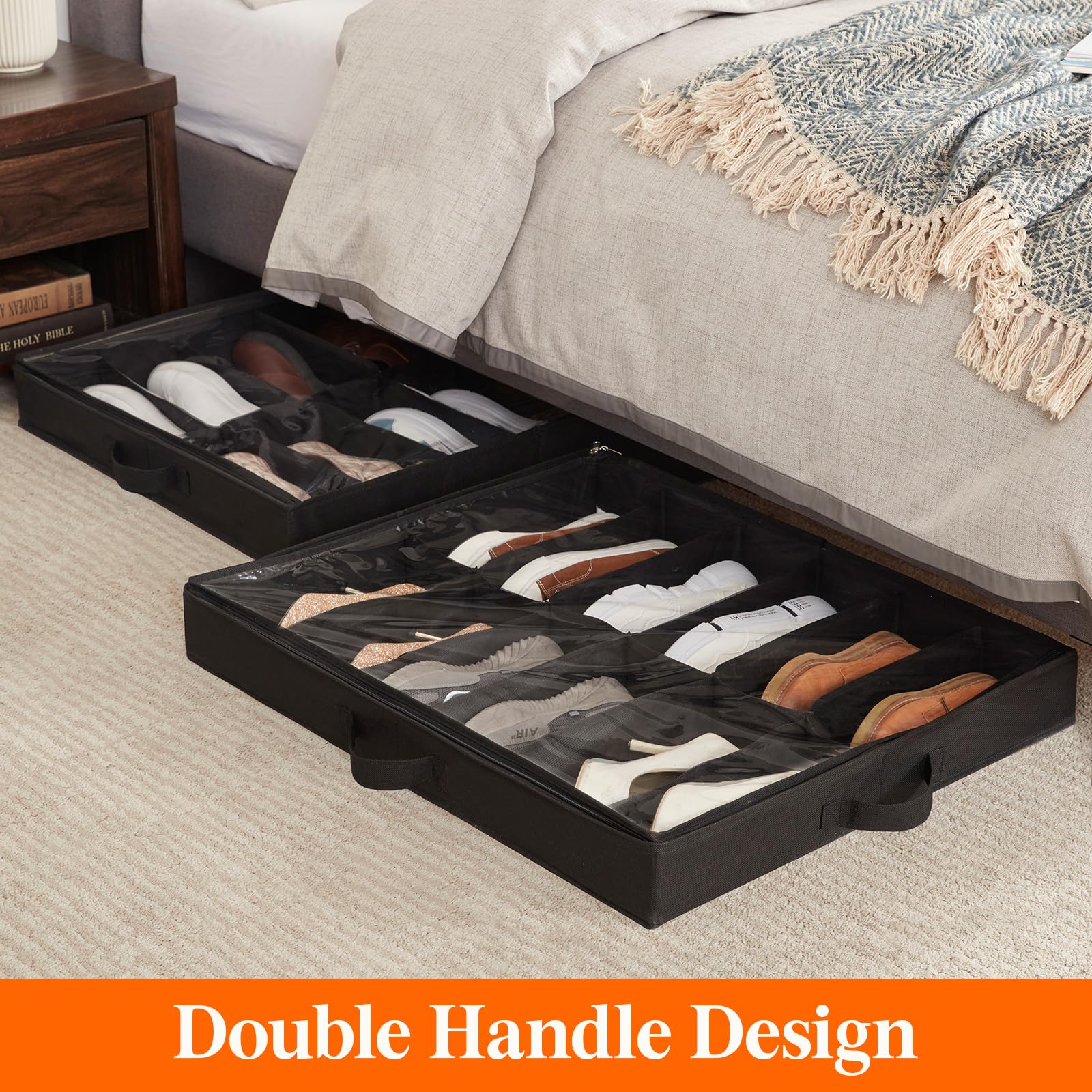 Foto 5 pulgar | Organizador Lifewit Para Guardar Zapatos Para Debajo De La Cama, Juego De 2 Unidades, Color Negro - Venta Internacional.