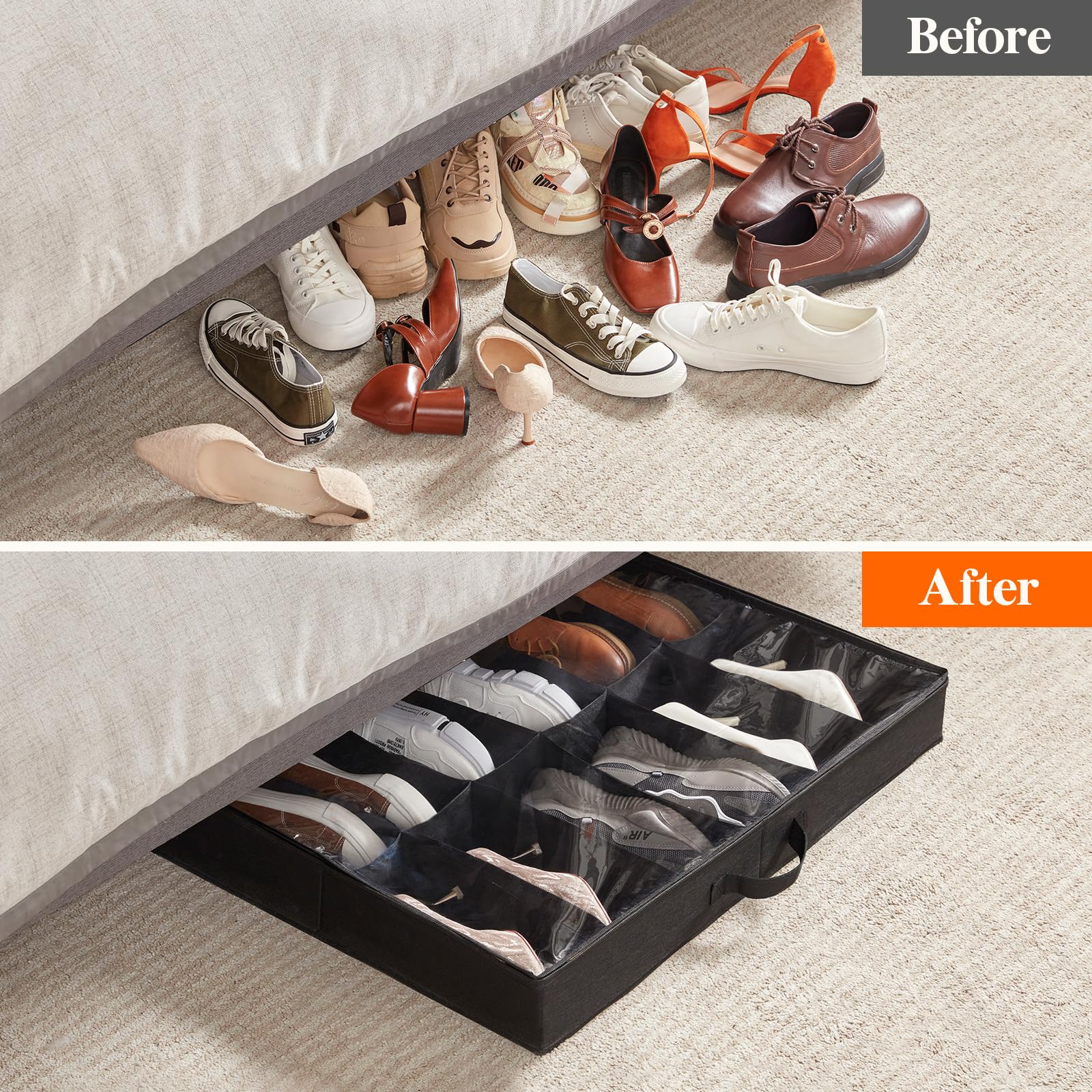 Foto 7 pulgar | Organizador Lifewit Para Guardar Zapatos Para Debajo De La Cama, Juego De 2 Unidades, Color Negro - Venta Internacional.