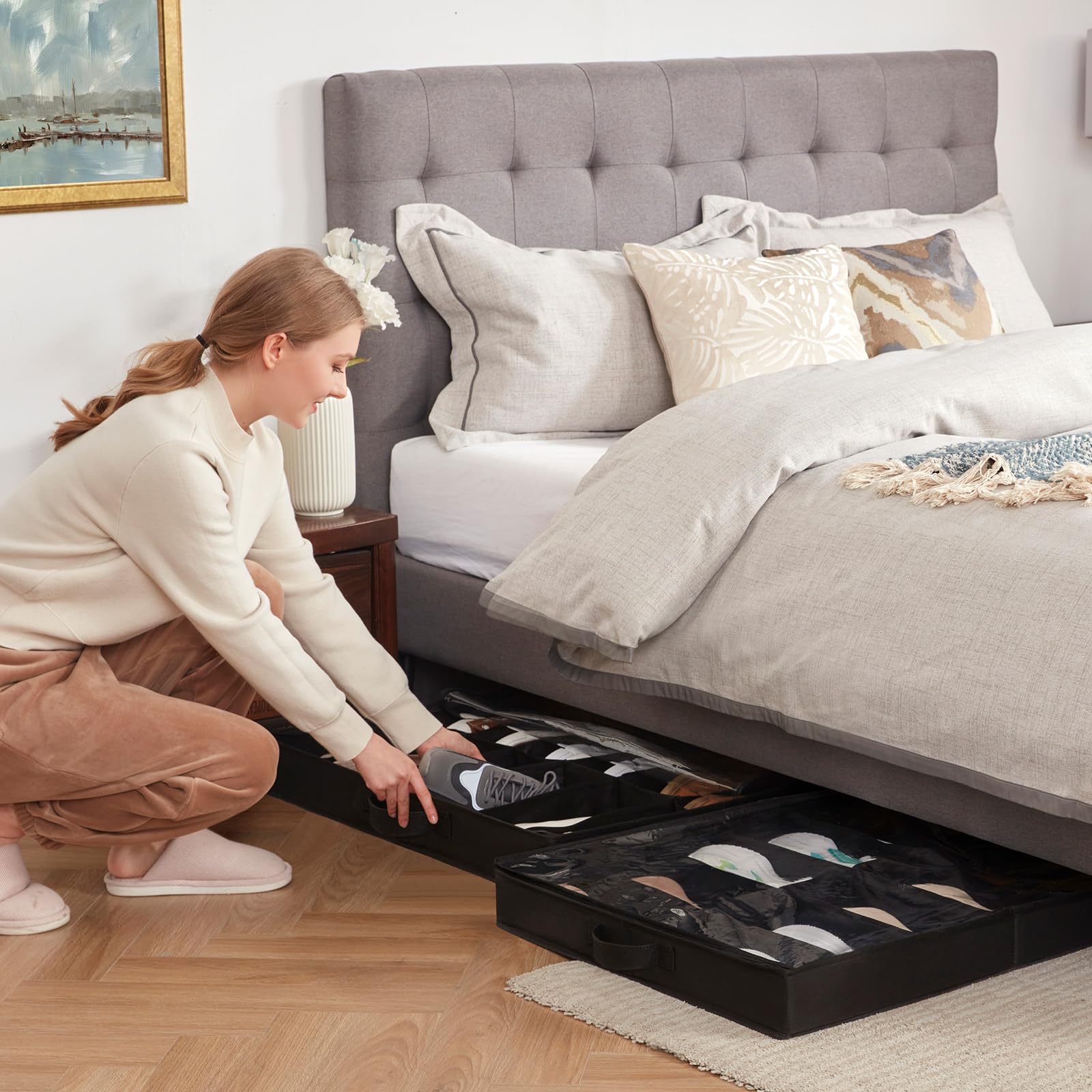 Foto 8 pulgar | Organizador Lifewit Para Guardar Zapatos Para Debajo De La Cama, Juego De 2 Unidades, Color Negro - Venta Internacional.