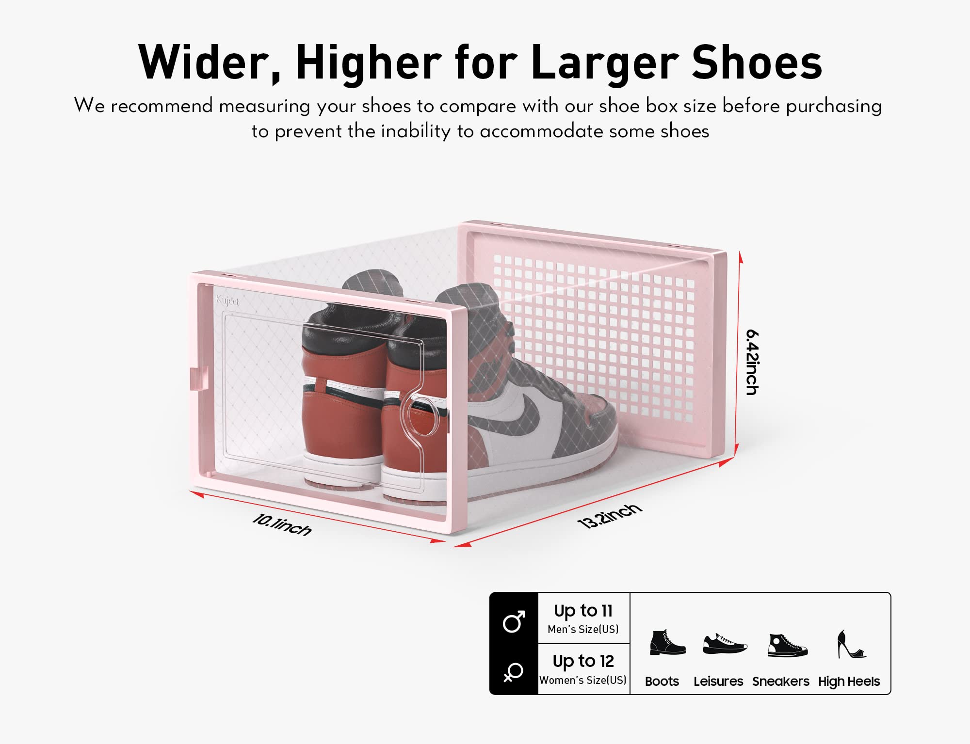 Foto 3 pulgar | Cajas para Zapatos Kuject, Xl Transparente 12 Unidades Rosa - Venta Internacional