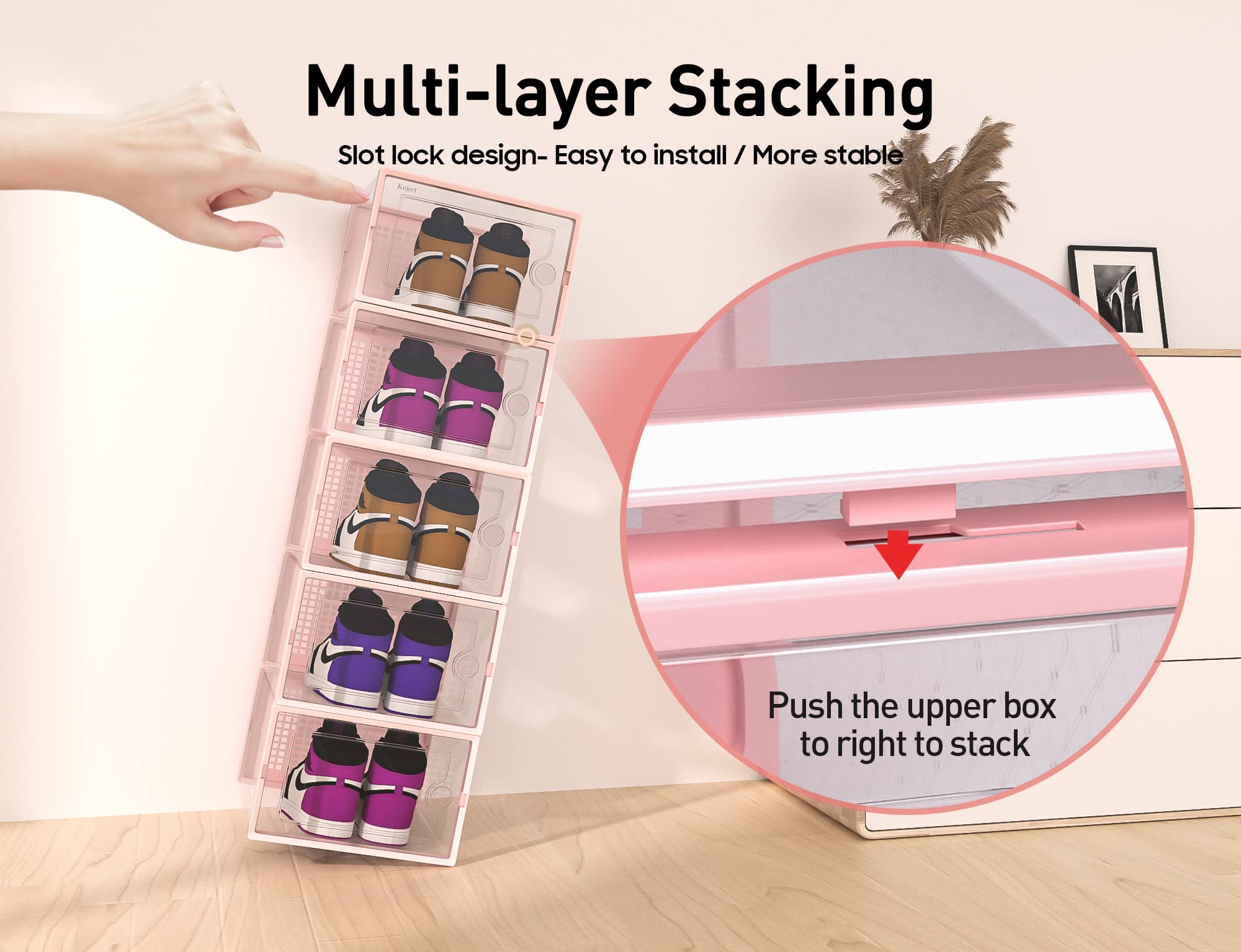Foto 4 pulgar | Cajas para Zapatos Kuject, Xl Transparente 12 Unidades Rosa - Venta Internacional