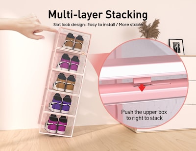 Foto 3 | Cajas para Zapatos Kuject, Xl Transparente 12 Unidades Rosa - Venta Internacional