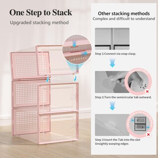 Foto 4 | Cajas para Zapatos Kuject, Xl Transparente 12 Unidades Rosa - Venta Internacional