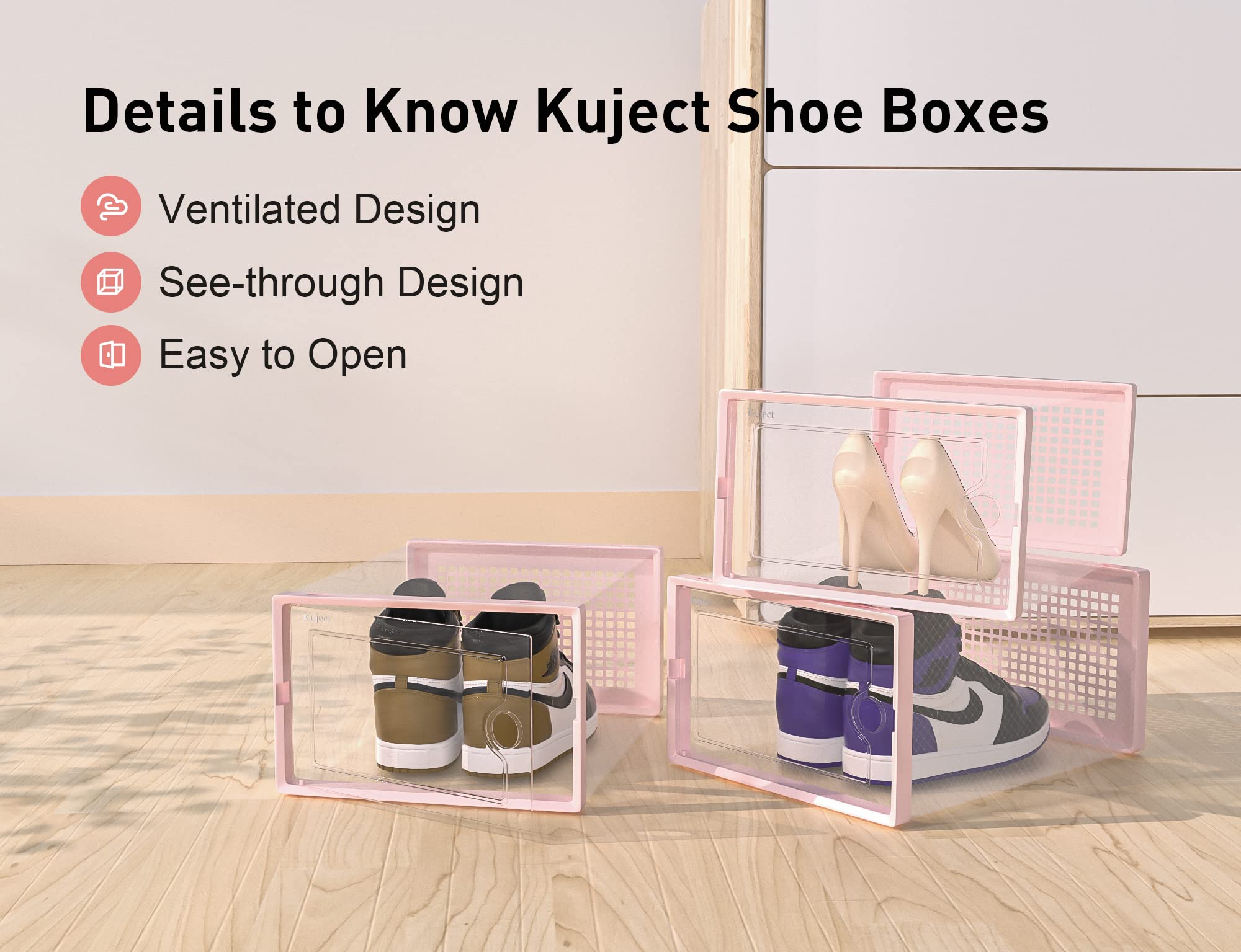 Foto 6 pulgar | Cajas para Zapatos Kuject, Xl Transparente 12 Unidades Rosa - Venta Internacional