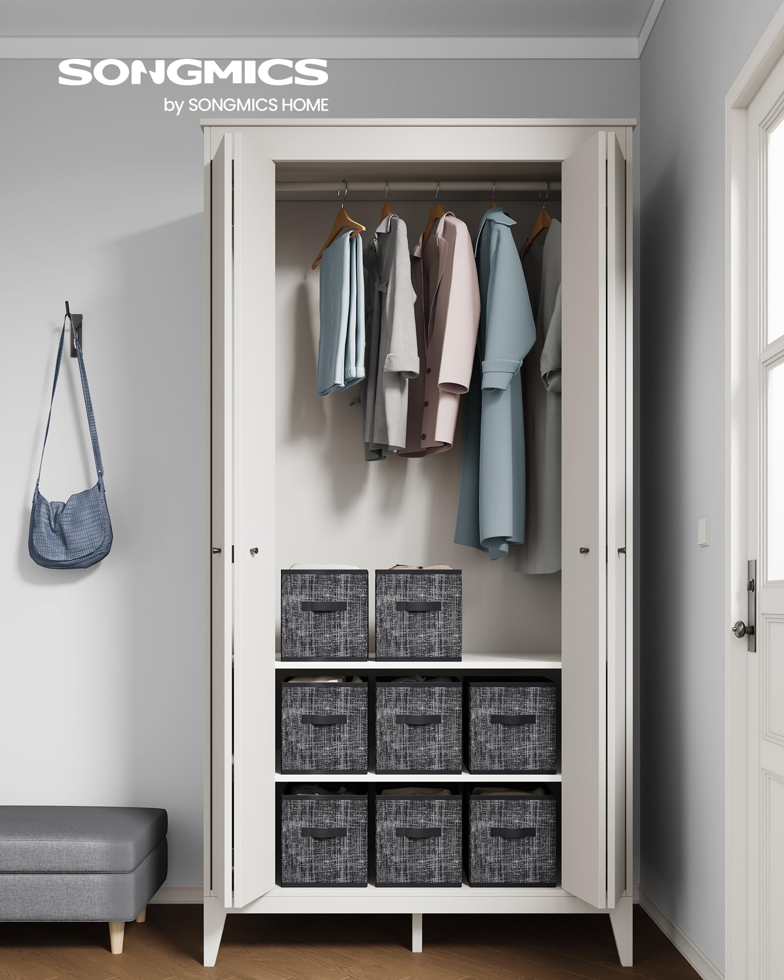 Foto 2 | Storage Cubes Songmics, Tela No Tejida, 28 Cm, Juego De 8 Unidades, Color Negro - Venta Internacional.