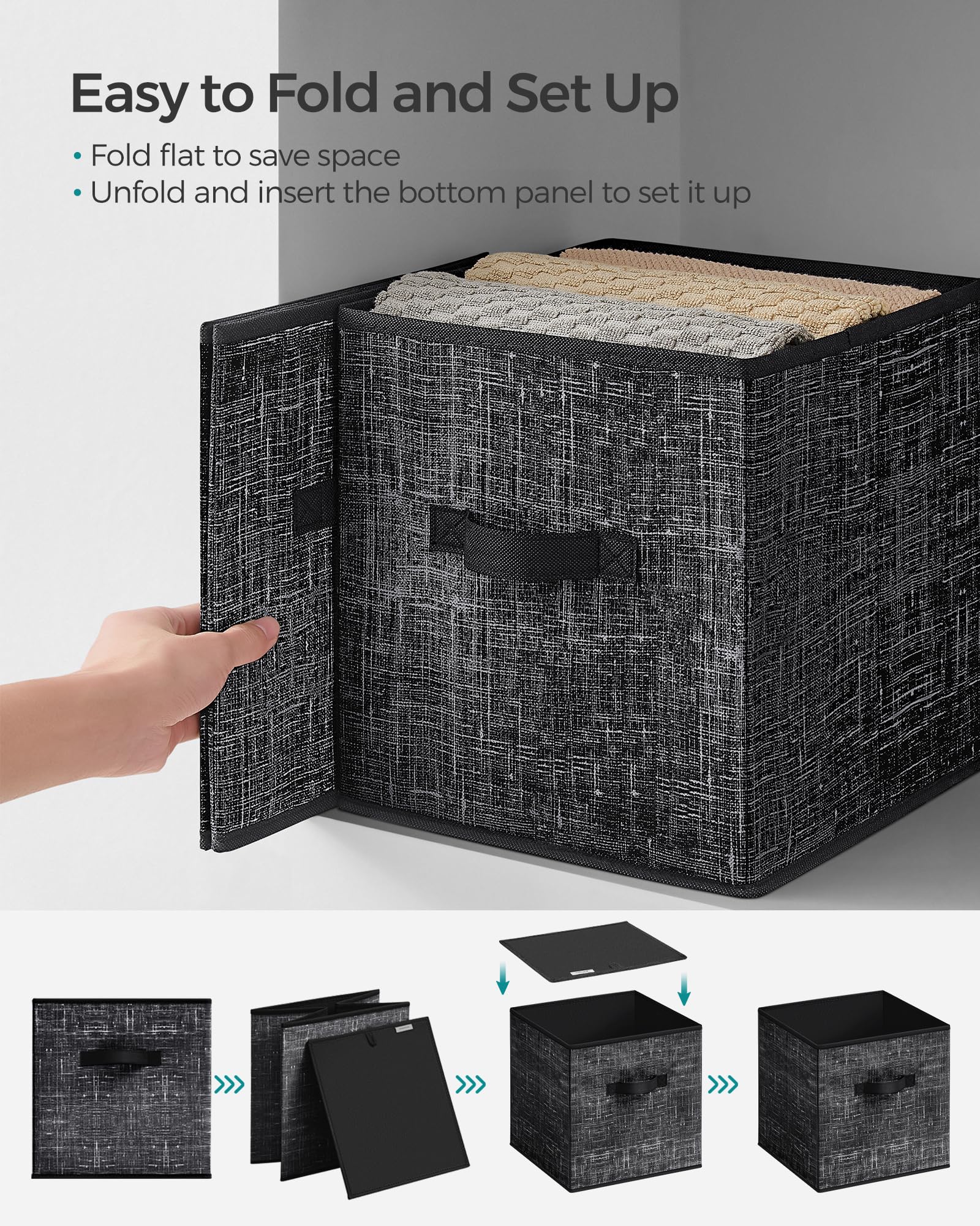 Foto 6 | Storage Cubes Songmics, Tela No Tejida, 28 Cm, Juego De 8 Unidades, Color Negro - Venta Internacional.