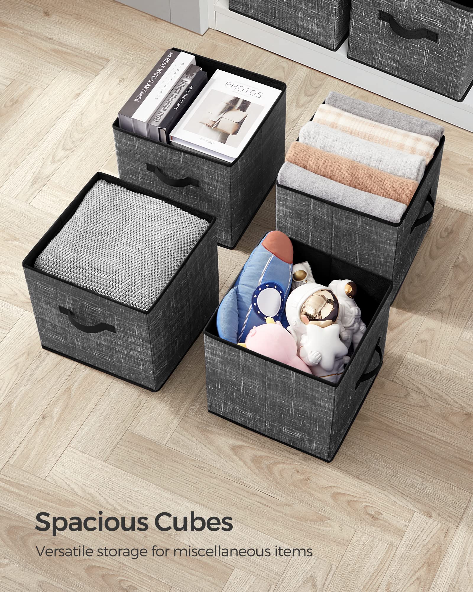 Foto 8 pulgar | Juego De 6 Cubos De Almacenamiento Songmics Classic, Color Negro, 33 X 33 Cm - Venta Internacional.