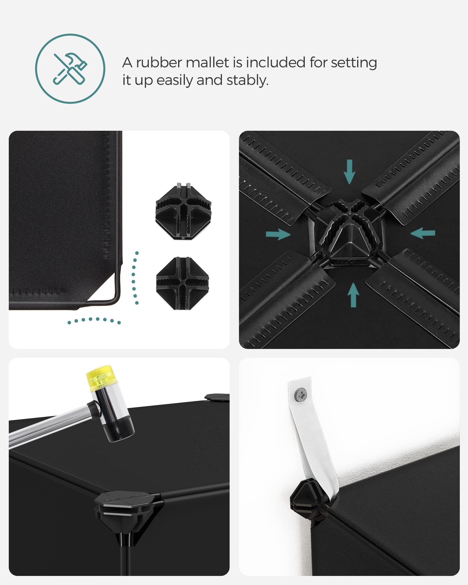 Foto 5 pulgar | Organizador De Almacenamiento En Forma De Cubo Songmics, Juego De 16 Unidades, Plástico, Negro - Venta Internacional.