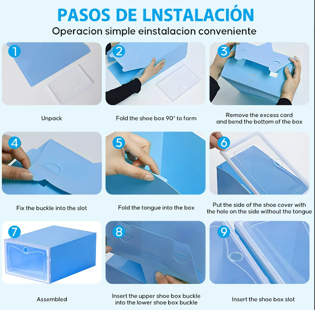 Foto 4 pulgar | Zapatera de Cajas Apilables de Plástico Xtellar Azul 12 Piezas