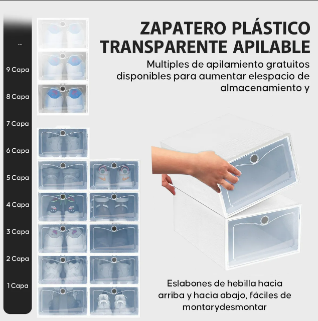 Foto 3 pulgar | Zapatera de Cajas Apilables de Plástico Xtellar Blanco 12 Piezas