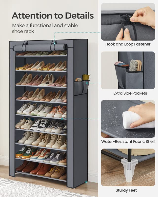 Foto 6 pulgar | Zapatero Songmics De 9 Niveles Para 40-50 Pares Con Funda De Tela Gris - Venta Internacional.