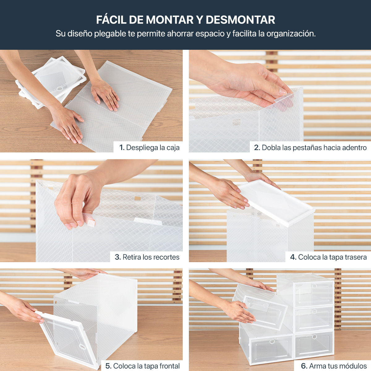 Foto 3 pulgar | Zapatera Organizador Esquimal Set De 12 Cajas Aplilables,resistentes, Multiusos