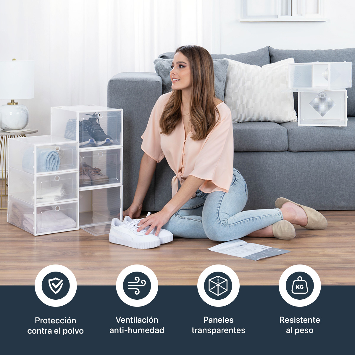 Foto 4 | Zapatera Organizador Esquimal Set De 12 Cajas Aplilables,resistentes, Multiusos