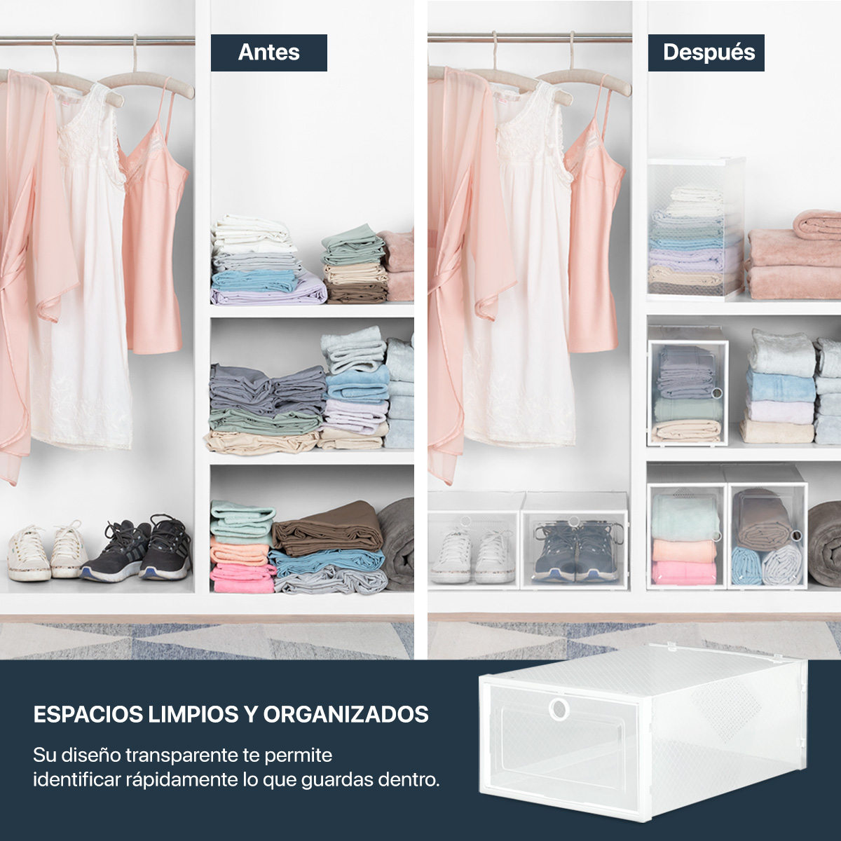 Foto 6 pulgar | Zapatera Organizador Esquimal Set De 6 Cajas Aplilables, Resistentes, Multiusos