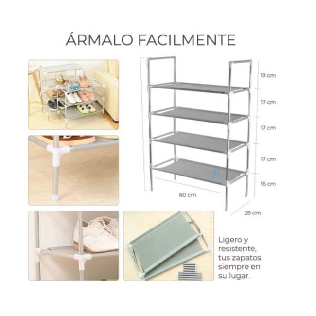 Foto 4 pulgar | Estante De Almacenamiento Con 4 Repisas