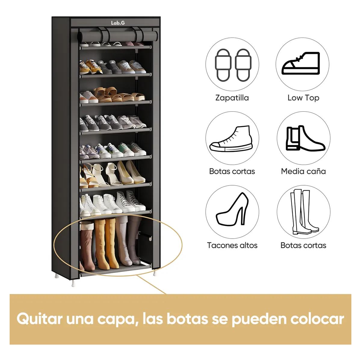 Foto 5 pulgar | Zapatera Closet Organizador 9 Niveles 27 Pares Lab.g Negro