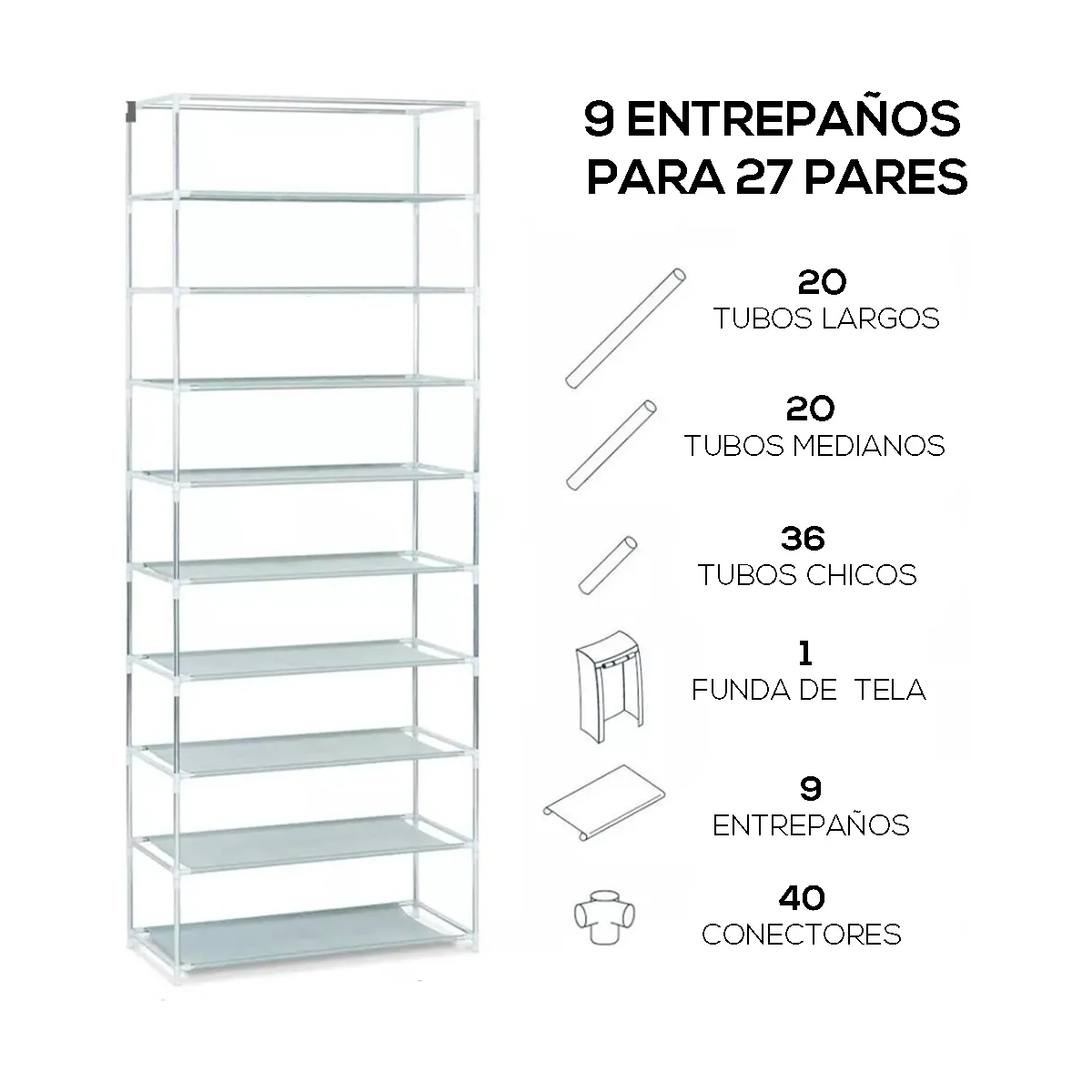 Foto 4 pulgar | Zapatera Organizador 9 Niveles Compartimientos Metal Lab.g Marron