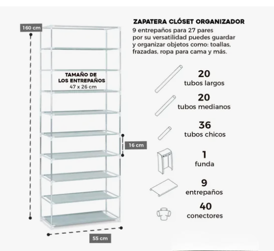 Foto 6 pulgar | Mueble Zapatera Armario Organizador Repisa Armable Multiusos
