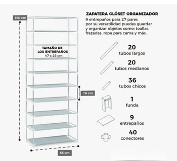 Foto 5 | Mueble Zapatera Armario Organizador Repisa Armable Multiusos