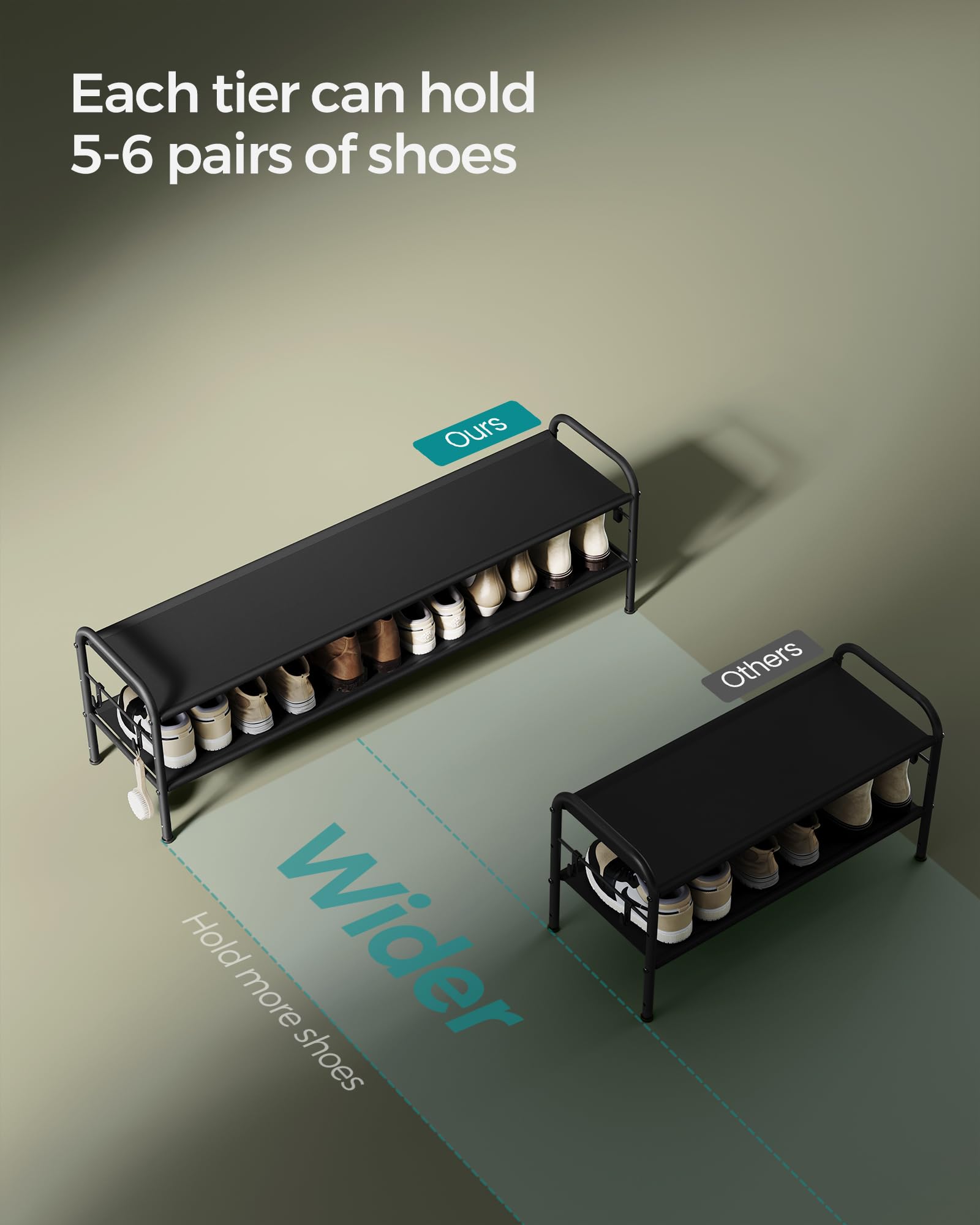 Foto 5 pulgar | Estante De Tela Para Zapatos Songmics De 2 Niveles, 12 Pares, Color Negro - Venta Internacional.