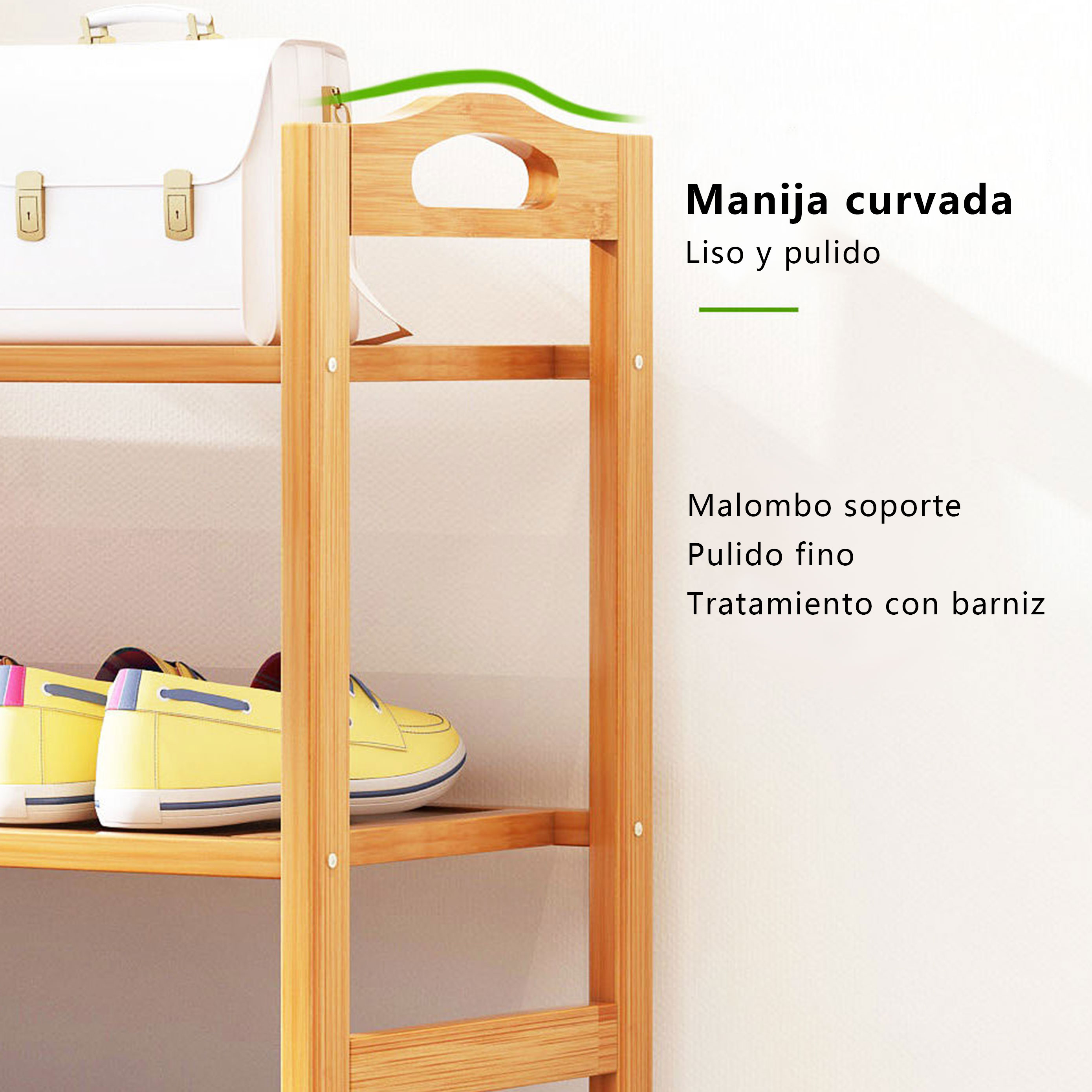 Foto 8 pulgar | Zapatera Plana De Bamboo Almacenamiento De Zapatados Estante Multifuncional En Plano 5 Niveles