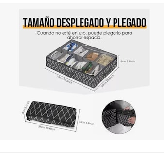 Foto 3 | Zapatera Plegable Bajo Cama 2pz Organizador 24 Pares Zapatos
